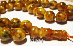 Natural Amber Islamic Prayer Beads Baltic Amber Misbaha Tasbih pressed