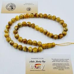 Natural Amber Rosary BALTIC AMBER Misbah Tesbih 45 prayer pressed