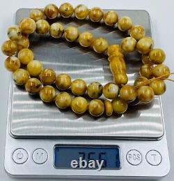 Natural Amber Tasbih BALTIC AMBER Misbah Tesbih 45 prayer beads pressed