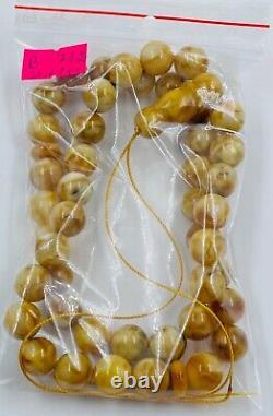 Natural Amber Tasbih BALTIC AMBER Misbah Tesbih 45 prayer beads pressed