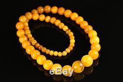 Natural Antique 106gr. Butterscotch Egg Yolk Baltic Amber Beads Necklace A815