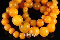 Natural Antique 106gr. Butterscotch Egg Yolk Baltic Amber Beads Necklace A815