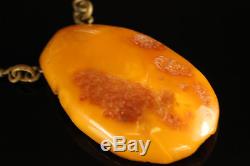 Natural Antique 26.64g Butterscotch Egg Yolk Baltic Amber stone Necklace #897