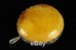 Natural Antique 33gr Butterscotch Egg Yolk Baltic Amber Necklace Pendant A852