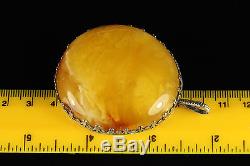 Natural Antique 33gr Butterscotch Egg Yolk Baltic Amber Necklace Pendant A852