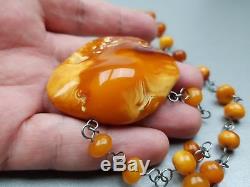 Natural Antique 37.95 gr. Butterscotch Egg Yolk Baltic Amber Necklace