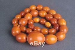Natural Antique Baltic Amber Egg Yolk Rare Beads Old Necklace Butterscotch Mala