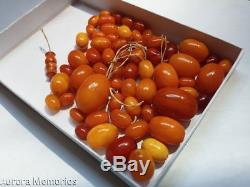 Natural Antique Baltic Amber Loose Long Necklace Beads 61.82g