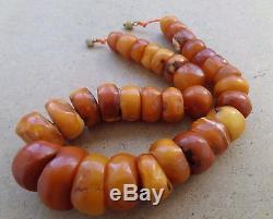 Natural Antique Baltic Vintage Amber OLD Beads EGG YOLK Necklace 89 g