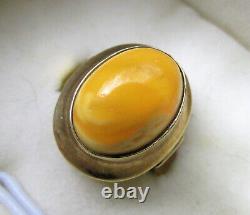 Natural Antique Butterscotch Egg Yolk Baltic Amber Gold 333 Ring 4.3g