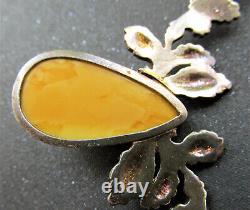 Natural Antique Butterscotch Egg Yolk Baltic Amber Silver Necklace 10.6g