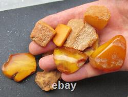 Natural Antique Genuine Butterscotch Egg Yolk Baltic Amber Stones 103g