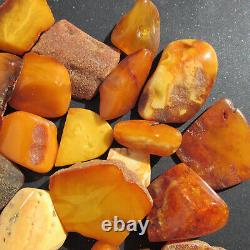 Natural Antique Genuine Butterscotch Egg Yolk Baltic Amber Stones 160g