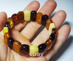 Natural BALTIC AMBER BRACELET Genuine Amber Jewellery Multicolour amber beads