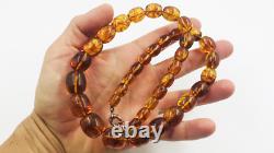 Natural BALTIC AMBER NECKLACE Silver Amber Necklace Amber Gift pressed 78gr