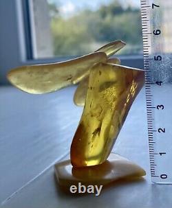 Natural Baltic AMBER Figure Statue Butterfly Many Inclusions Insects 30 g