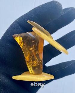 Natural Baltic AMBER Figure Statue Butterfly Many Inclusions Insects 30 g