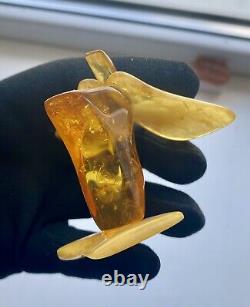 Natural Baltic AMBER Figure Statue Butterfly Many Inclusions Insects 30 g