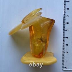 Natural Baltic AMBER Figure Statue Butterfly Many Inclusions Insects 30 g