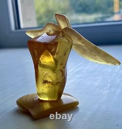 Natural Baltic AMBER Figure Statue Butterfly Many Inclusions Insects 30 g