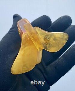 Natural Baltic AMBER Figure Statue Butterfly Many Inclusions Insects 30 g