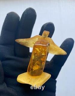 Natural Baltic AMBER Figure Statue Butterfly Many Inclusions Insects 30 g