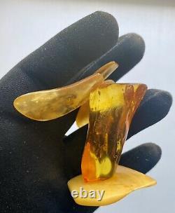 Natural Baltic AMBER Figure Statue Butterfly Many Inclusions Insects 30 g