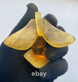 Natural Baltic AMBER Figure Statue Butterfly Many Inclusions Insects 30 g