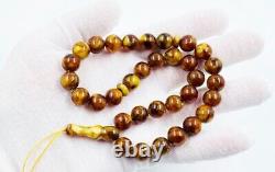 Natural Baltic AMBER ROSARY misbaha Tesbih prayer beads pressed