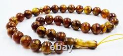 Natural Baltic AMBER ROSARY misbaha Tesbih prayer beads pressed