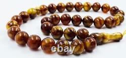 Natural Baltic AMBER ROSARY misbaha Tesbih prayer beads pressed