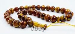 Natural Baltic AMBER ROSARY misbaha Tesbih prayer beads pressed