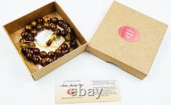 Natural Baltic AMBER ROSARY misbaha Tesbih prayer beads pressed