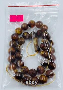 Natural Baltic AMBER ROSARY misbaha Tesbih prayer beads pressed