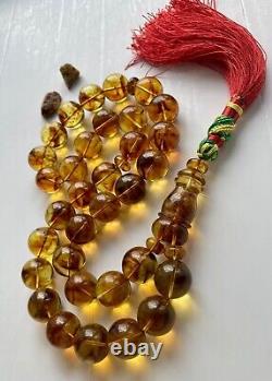 Natural Baltic Amber 120g. Exclusive Big 18mm. Islamic Prayer Rosary 33 Beads