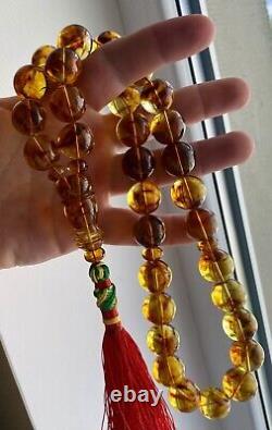 Natural Baltic Amber 120g. Exclusive Big 18mm. Islamic Prayer Rosary 33 Beads