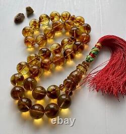 Natural Baltic Amber 120g. Exclusive Big 18mm. Islamic Prayer Rosary 33 Beads