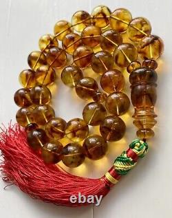 Natural Baltic Amber 120g. Exclusive Big 18mm. Islamic Prayer Rosary 33 Beads