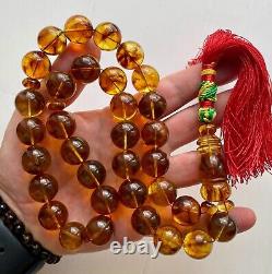 Natural Baltic Amber 120g. Exclusive Big 18mm. Islamic Prayer Rosary 33 Beads