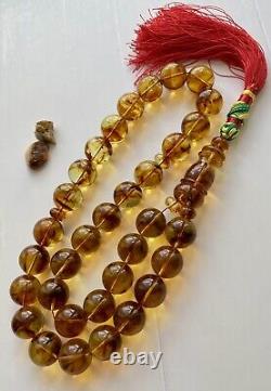 Natural Baltic Amber 120g. Exclusive Big 18mm. Islamic Prayer Rosary 33 Beads