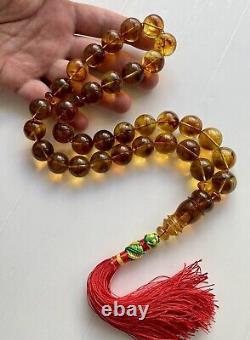 Natural Baltic Amber 120g. Exclusive Big 18mm. Islamic Prayer Rosary 33 Beads