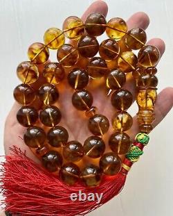 Natural Baltic Amber 120g. Exclusive Big 18mm. Islamic Prayer Rosary 33 Beads