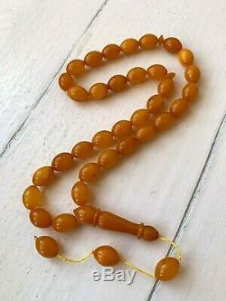 Natural Baltic Amber 19gr. Egg Yolk Islamic Prayer Rosary Beads Tesbih Misbah