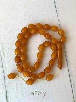 Natural Baltic Amber 19gr. Egg Yolk Islamic Prayer Rosary Beads Tesbih Misbah