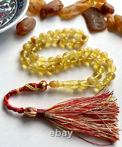 Natural Baltic Amber 20g. Islamic Prayer Rosary 9mm. 45 Beads Tesbih Misbaha