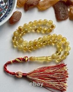 Natural Baltic Amber 20g. Islamic Prayer Rosary 9mm. 45 Beads Tesbih Misbaha