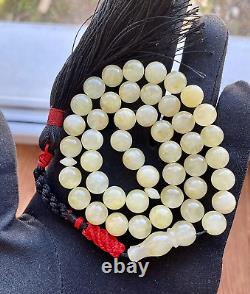 Natural Baltic Amber 21g. Milky White Islamic Prayer Rosary 9mm 45 Beads Tesbih