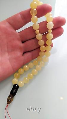 Natural Baltic Amber 24g Islamic Prayer Beads Misbaha Tasbih Rosary 33 Beads