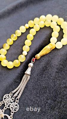Natural Baltic Amber 26g Islamic Prayer Beads Misbaha Tasbih Rosary 33 Beads