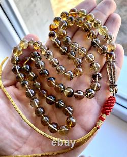 Natural Baltic Amber 28g. Islamic Prayer Rosary 66 Beads 9 mm Tesbih Misbaha